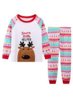 Childrens Pajamas Family Christmas Outfit Print Round Neck Long Sleeve Top &amp; Pants Set Girls And Boys Kids Clothes