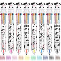 0.5 Mm Cute Cow Pens Multicolor Ballpoint Pen 0.5 Mm Retractable Multi Color Pen Cow Desk Accessories Cow Printed Ballpoint Pens With 10 Colors For Office School Home Students Gifts Supplies