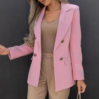 Elegant Womens Blazer Double-breasted Placket Long Sleeve Autumn Winter Solid Color Lapel Office Lady Suit Jacket Workwear