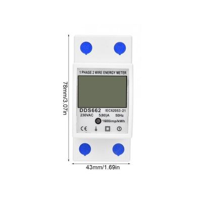 เครื่องวัดพลังงานสองสาย Kwh Lcd จอแสดงผลดิจิตอล Ac 230V 50Hz เครื่องวัดพลังงาน Dds662รางดินไฟฟ้าเฟสเดียว