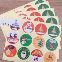 1200pcs/lot Christmas Tree Snowman Round Seal Sticker DIY Diary Handmade Gift Decoartion Cute Label Sticker free shipping Stickers Labels