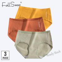 【Ready Stock】 ┇☂ C15 FallSweet High Waist Cotton Women Briefs Comfortable Solid Color Panties (3 Pcs/Pack)