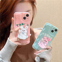 เคสไอศกรีมกระต่ายน่ารักสำหรับ iPhone13Promax เคส Wave Air Cushion IMD สำหรับ iPhone12Pro น่ารักการ์ตูนกระต่ายกรณีโทรศัพท์สีชมพูสำหรับ iPhone11 กระเป๋าใส่กระต่ายสเตอริโอสำหรับ iPhone14Pro ซองใส่แฟชั่นสำหรับ iPhone X / XS