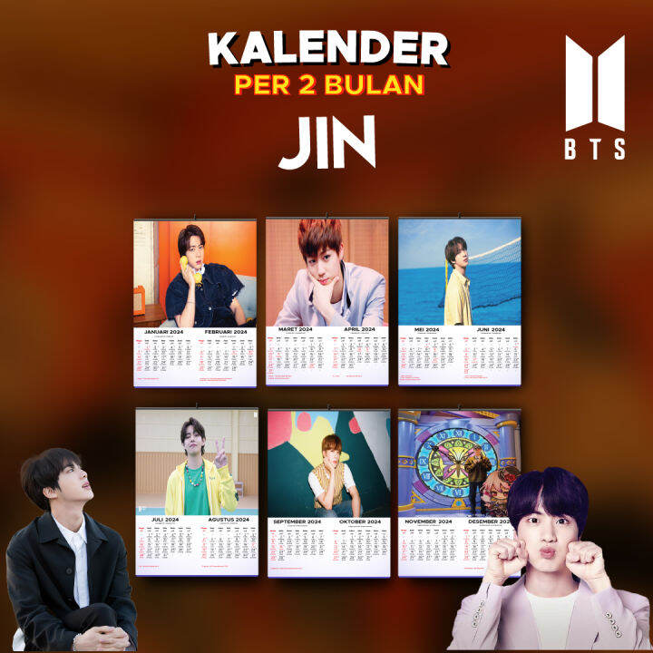 Kalender Dinding Jin (Kim SeokJin) BTS 2024 6 Lembar Klem Lazada