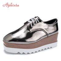 Aphixta Flat Platform Shoes Woman Lace-up Square Heel Shoes Casual Womens Shoes Ladies Shoes Zapatos Mujer Creepers Footwear