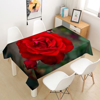 Red Rose Valentines Day Candlelight Dinner Printed Tablecloth Wedding Decoration Dining Table Coffee Table Tablecloth Tapete