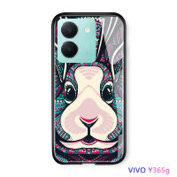 Volans เคสฝาหลังกระจกนิรภัยป้องกันรูปสัตว์สไตล์โบฮีเมียนโบฮีเมียนสำหรับ Vivo Y36 Y36 5G