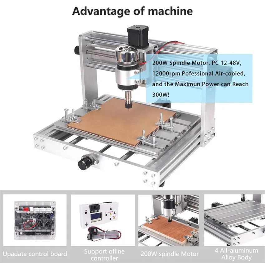 CNC 3018 Pro MAX Engraver With 300W Spindle Mini Engraving Machine Desktop  3 AXIS PCB Milling Machine With ER11 DIY Wood Router