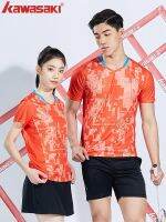 original 2023 New Fashion version Kawasaki/Kawasaki spring and autumn professional badminton uniform sports T-shirt sweat-absorbent and breathable mens and womens couple suit