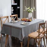 [Free ship] Yiman Qiyun tablecloth dust-proof off-white houndstooth jacquard imitation linen restaurant thickened rectangle