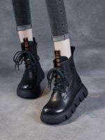 【Ready】? ler t boots for women tck-soled platform short boots for women 23 autumn and wter new sle and tile boots for women