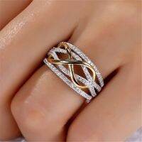 Fashion Infinity Love Rings Rose Gold Heart Rings for Women Two-tone Wedding Cubic Zircon CZ Crystal Ring