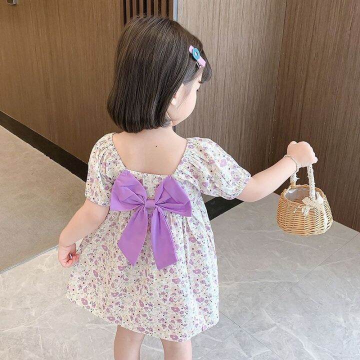 the-new-summer-2023-childrens-princess-dress-female-baby-girls-wear-short-sleeved-child-broken-flower-skirt