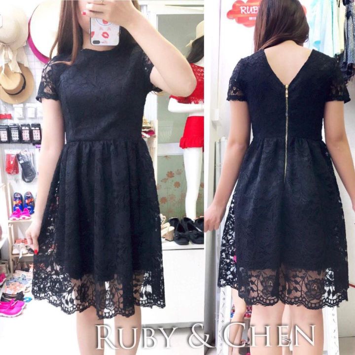 váy ren đen dáng dài v328  Shopee Việt Nam