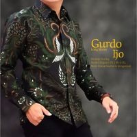 Gurdo IJO Batik Shirt Men Long Sleeve Layer Furing Modern Tops Premium Perwira Mahesa