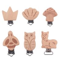 5PCS Metal Wooden Baby Pacifier Clips Holders Printing Infant Soother Clasps Holders Accessories DIY Tool Baby Teether Clips Pins Tacks