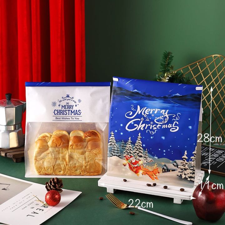 ถุงขนมปังลายคริสต์มาส-ถุงขนมปังแบบมีลวด-ถุงสำหรับใส่ขนมปัง-ถุงสำหรับใส่คุกกี้-ถุงสำหรับใส่ขนมปังกรอบ-ถุงสำหรับใส่ขนม