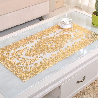 Coffee table pad European lace tablecloth gilded PVC elliptical table cloth waterproof anti-ironing soft plastic mat tafelkleed