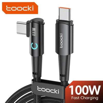 Toocki PD 100W Cable USB Type C To Type C Fast Charging Cable LED 90 Degree 5A Type-C Cable For Xiaomi Samsung Huawei Tablet