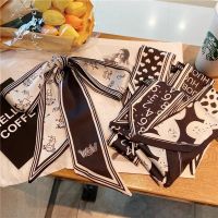 ★New★ Black long thin and narrow silk scarf headband all-match thin section spring and autumn tied bag ribbon Korean decorative small scarf for women