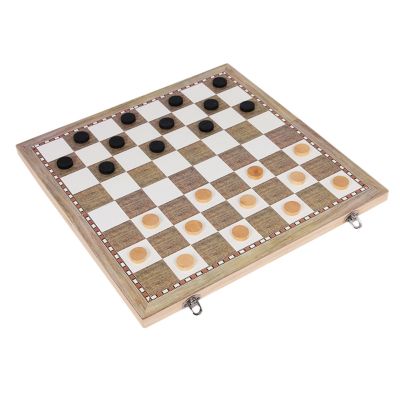 30pcs Wear-resistant Wooden Pieces Checkers Backgammon Chess Pieces with 2 Dice Board Game Adults Kids Toys for Home
