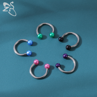 1 PC Colorful Acrylic Ball Nose Ring 16g Stainless Steel Horseshoe Septum Rings 8MM Ear Tragus Cartilage Lip Piercing Jewelry