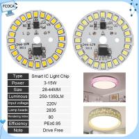 FCOCA 1Pc กลม 15W 12W 9W 7W 6W 5W 3W ไดร์เวอร์สมาร์ทไอซี ชิป LED 2835 SMD จานไฟ หลอดไฟ ถั่ว