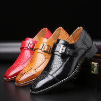 Dudeli Crocodile Pattern Fashion Men Business Dress Shoes Pointed Toe Buckle Formal Shoes Big Size Male Party Wedding Footwear