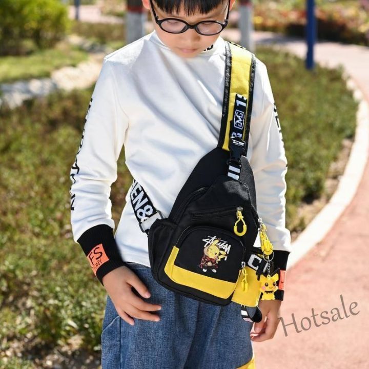 hot-sale-c16-ready-stock-beg-dada-kanak-kanak-lelaki-beg-korea-gaya-bergaya-budak-lelaki-beg-kecil-pikachu-yang-comel-korean-style-lovely-childrens-pikachu-nylon-backpack-messenger-bag