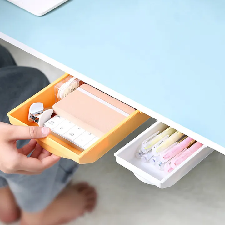Under Desk Storage Box Stick Drawer Type Dormitory Table Bottom Hidden