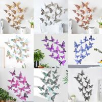 【LZ】✇✗▨  12Pcs 3D Butterflies Wall Sticker Butterfly Outdoor Balcony Living Room Home Decor Fridage Decals For Wedding Decor Wall Sticker