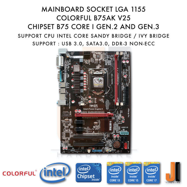 mainboard-colorful-b75ak-v25-lga1155-sandy-bridge-ivy-bridge-support-มือสอง