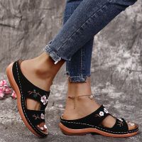 Sandals Shoes Peep Toe Woman Floral Female Slippers Zapatillas Mujer