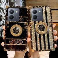 เคสสำหรับ Vivo Y36 Y35 Y22s Y27 Y16 Y02s 5G 4G VivoY36 2023 2022ฝาหลังเคสใส่โทรศัพท์ผู้หญิงเคส TPU แบบอ่อนขายึดเคสกันกระแทกมือถือแบบกริด