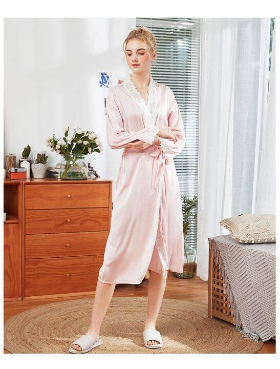 xiaoli-clothing-ผ้าไหมลูกไม้ยาวเสื้อคลุมฤดูxiaoli-clothingสุภาพสตรี-nightgowns-ผู้หญิง39-s-บางเสื้อคลุมอาบน้ำเซ็กซี่สุภาพสตรีเนียนเสื้อคลุมอาบน้ำผู้หญิงในร่ม-nighty