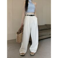 ✾♦▦ 62369 Free Belt High Waist Loose Straight Pants Suit Wide Leg