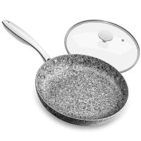 MICHELANGELO 8 Inch Frying Pan with Lid, Ultra Nonstick Small Frying Pan with Stone Interior, Granite Frying Pan 8 Inch Nonstick, Stone Skillet with Lid, Small Nonstick Frying Pans with Lid - 8 Inch 8 inch Gray