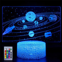 USB 16 Colors Night Light&amp;24 Key Remote Solar System 3D Illusion Lamp Universe Space Kids Boys Girls Birthdays or Holidays Gifts