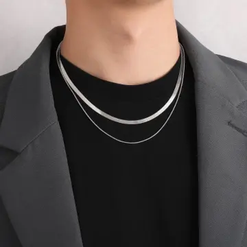 Pearl Necklace for Men Faux Pearl Choker Double Layered Necklace Cuban Link  Paperclip Necklace for Women Personality Hip Hop Style Bracelte for  Boyfriend/Husband/Son Gifts(silver) | Amazon.com