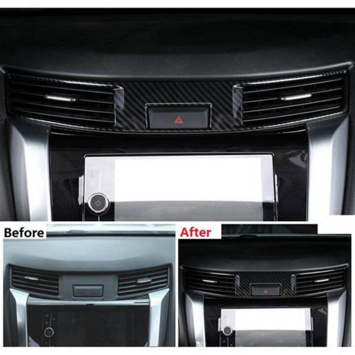 for-nissan-navara-np300-2015-2020-carbon-fibre-abs-car-air-conditioner-ac-outlet-vent-frame-cover-trim-accessories-5pcs