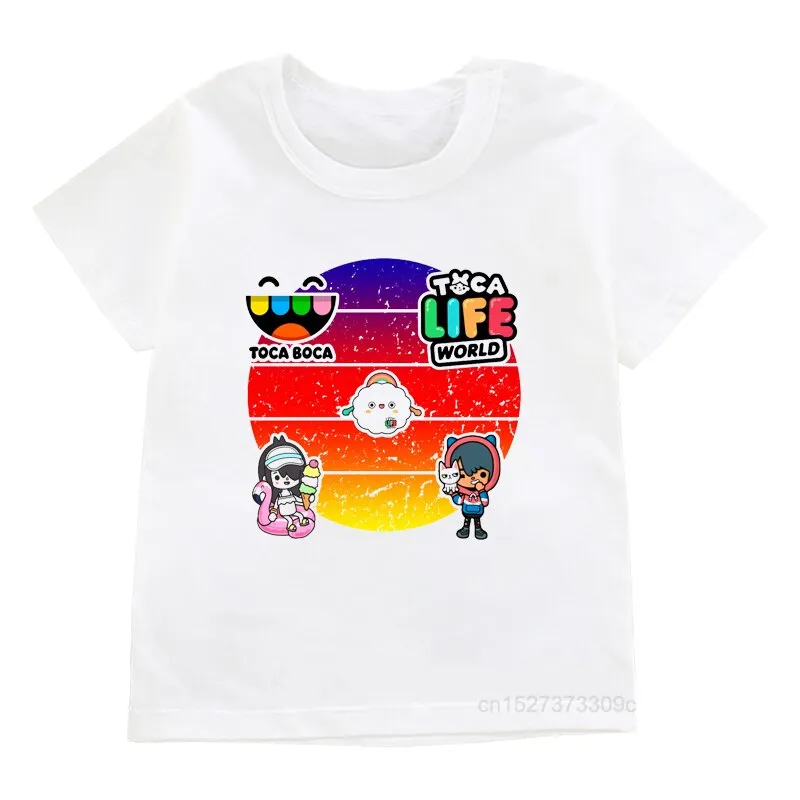 Girls/Boys Game Toca Boca And Gacha Life World Cartoon Graphic Printed  T-shirt Kids Comfy Versatile Summer Short Sleeved Clothes