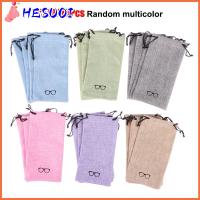 HESUOI 5/10/20Pcs เครื่องประดับ ผ้าลินิน แบบพกพา ทำความสะอาด กล่องใส่แว่นตา กระเป๋าใส่แว่น กระเป๋าผ้าเชือกเส้นเล็ก กระเป๋าแว่นกันแดด