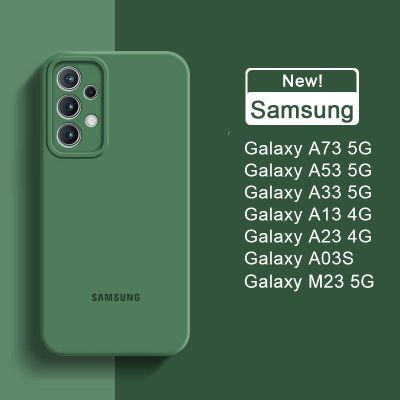 Solid Color Soft Camera Case Samsung Galaxy A73 A53 A52S A52 A33 A13 A23 A03S M23 F23 2023 4G 5G Original Liquid Silicone Cover QC7311708