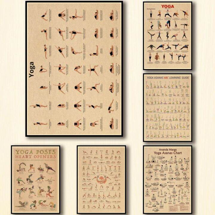 15 Designs Yoga Pose Illustration Chart Fitness Yogasana Kraftpaper