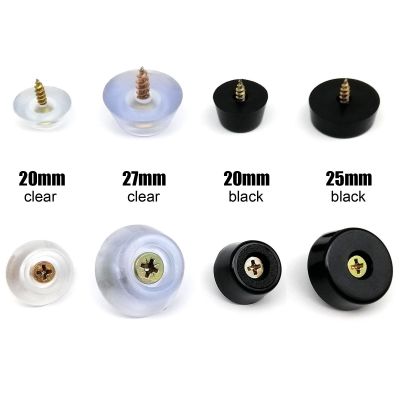 ☏❂ 24pcs Clear Transparent Black Furniture Chair Table Leg Feet Soft Rubber Skid Glide Pad Floor Protector Screw-on Noise-killer