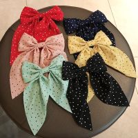 New Fashion Polka Dots Big Bowknot Hair Clips for Women Girls Long Ribbon Bow Hairgrips JK Ponytail Clips Hair Accessories