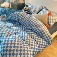 Hot Sale Checkerboard Bedding Set Single Queen Size Flat Sheet Quilt Duvet Cover Pillowcase Polyester Bed Linens Home Textile