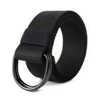 Men Belt High Quality Unisex Double D-Ring Buckle Waistband Casual Canvas Female Belt Fabric For Jeans