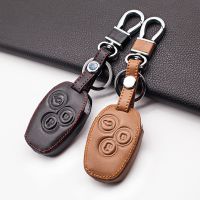 ☞❁ Smooth 100 Leather Car Key Case Cover for Renault Koleos Clio Scenic Megane / Opel Vivaro Movano Car Shield 3 Buttons Key Box