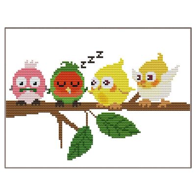 Cross Stitch DIY Arts Crafts Hand Needlework Kits 11CT Embroidery for Beginners Pre-Printed Pattern-Parrot